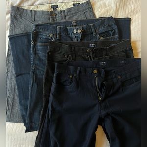 LOT OF 4 j crew jeans & dress pants waist 30-32 length 30-32